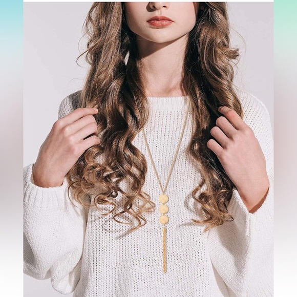 ✨NWT ✨Medallion Tassel Charm Statement Gold Necklace✨ Handmade ✨Artisan✨… - Picture 3 of 5